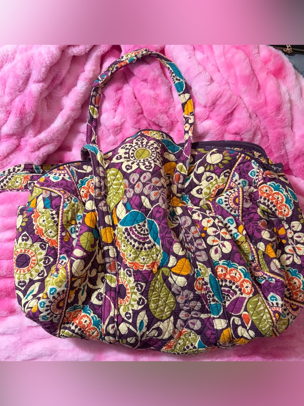Vera Bradley Quilted Floral Tote Bag - Purple Multicolor